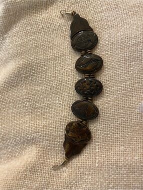 Vintage Unique Bracelet - wood, possibly petrified wood carvings